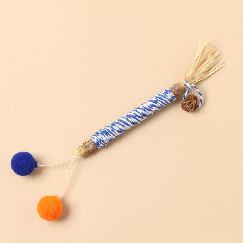 KFX-3064765 Molar Cat Teaser Toy with Feather and Bell - Colorful Ropes and Balls