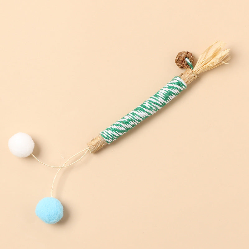 KFX-3064765 Molar Cat Teaser Toy with Feather and Bell - Colorful Ropes and Balls