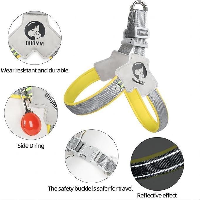 KFX-3065405 Adjustable Pet Harness with Leash Set - Comfortable No-Pull Design for Dogs and Cats, Reflective for Night Safety, Available in Multiple Sizes