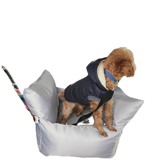 KFX-3066173 Removable and Washable Pet Seat for Vehicles - Grey & Red, Easy Care Design
