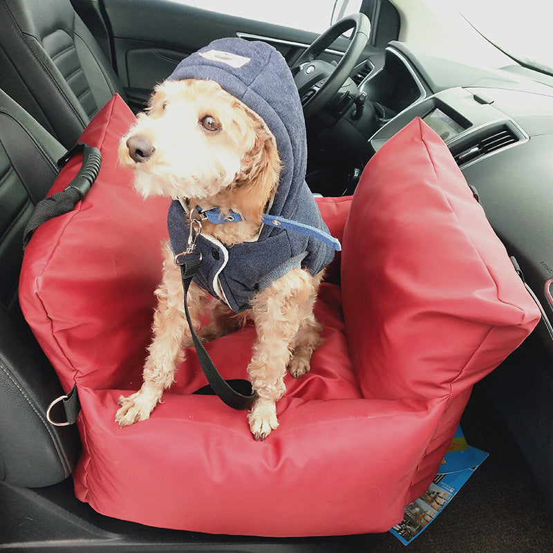 KFX-3066173 Removable and Washable Pet Seat for Vehicles - Grey & Red, Easy Care Design