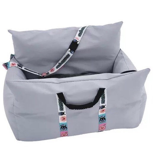 KFX-3066173 Removable and Washable Pet Seat for Vehicles - Grey & Red, Easy Care Design