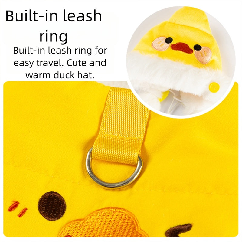 KFX-3068477 Adorable Duck Costume Set for Pets - Quilted Vest and Hat for Cats and Small Dogs, Warm Fleece Fabric