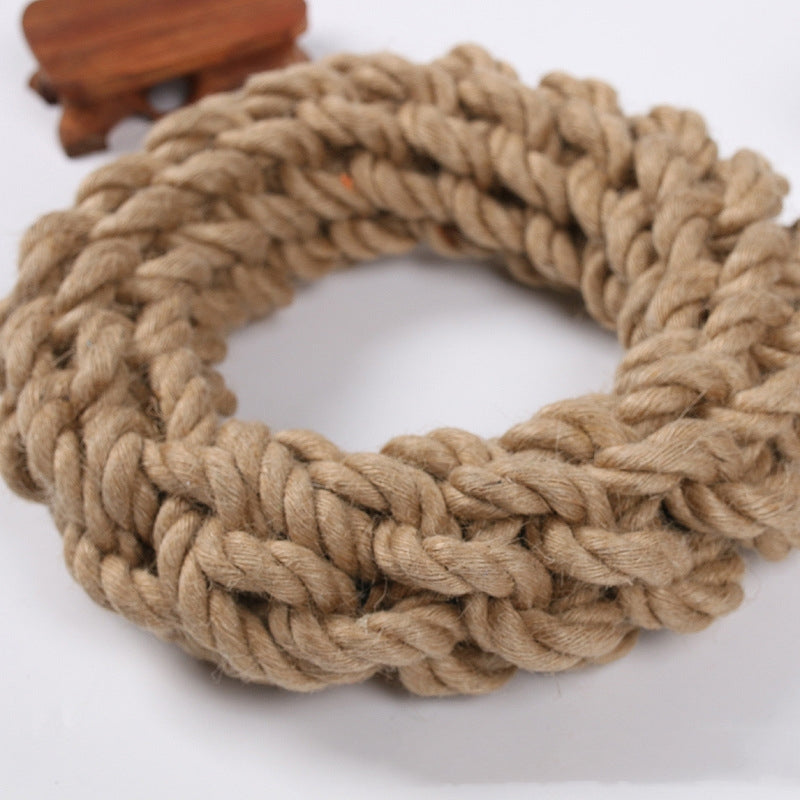 KFX-3069501 Durable Hemp Rope Ring Dog Leash for Active Pets