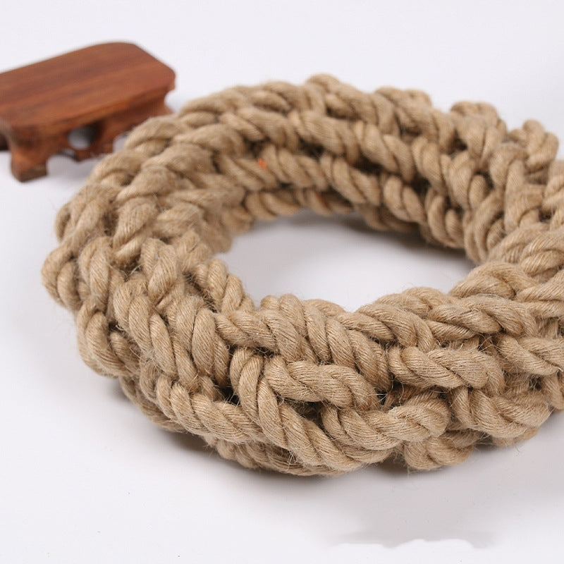 KFX-3069501 Durable Hemp Rope Ring Dog Leash for Active Pets