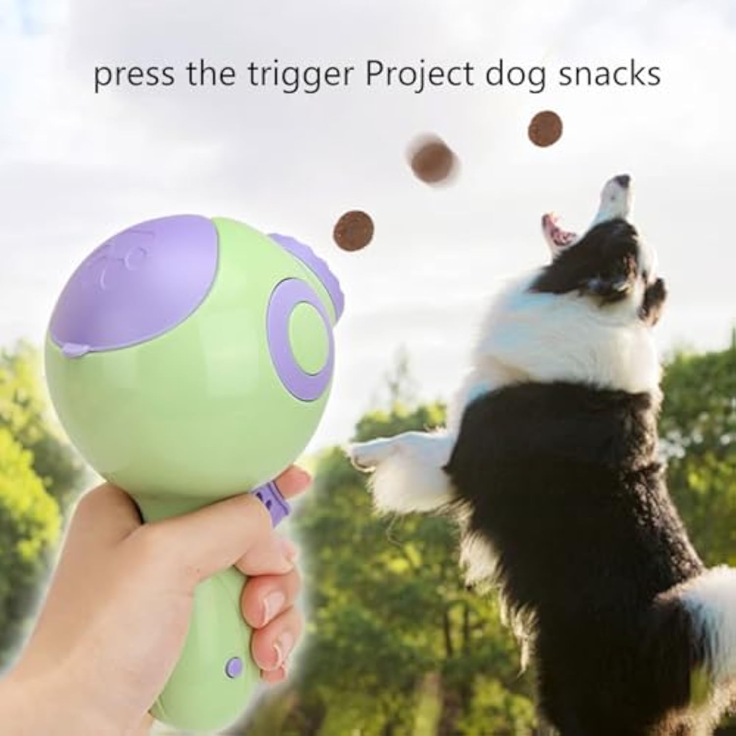 KFX-3071165 Interactive Treat Launcher and Snack Dispenser Toy for Dogs - Slow Feeder Training Gadget