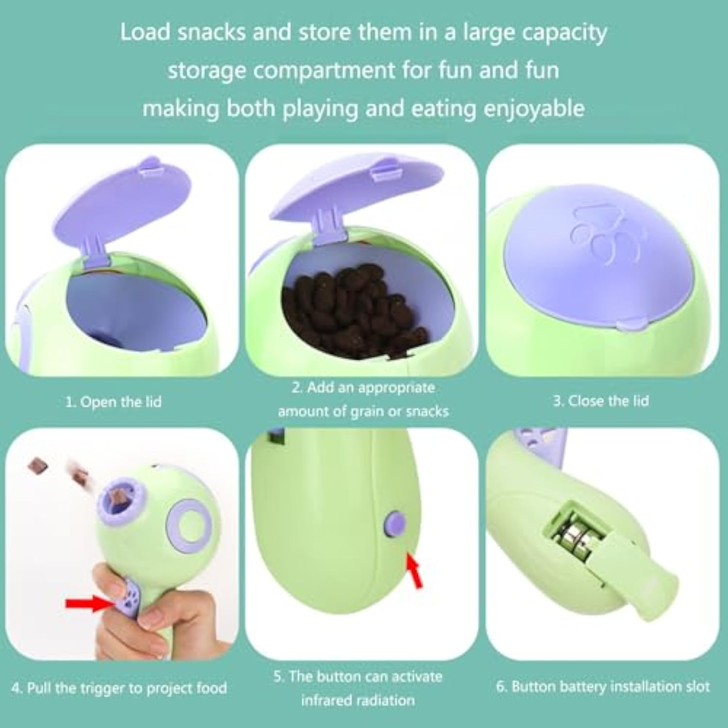 KFX-3071165 Interactive Treat Launcher and Snack Dispenser Toy for Dogs - Slow Feeder Training Gadget