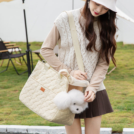 KFX-3071933 High-Capacity Portable Pets Handbag for Dogs and Cats – Soft Canvas with Ventilation