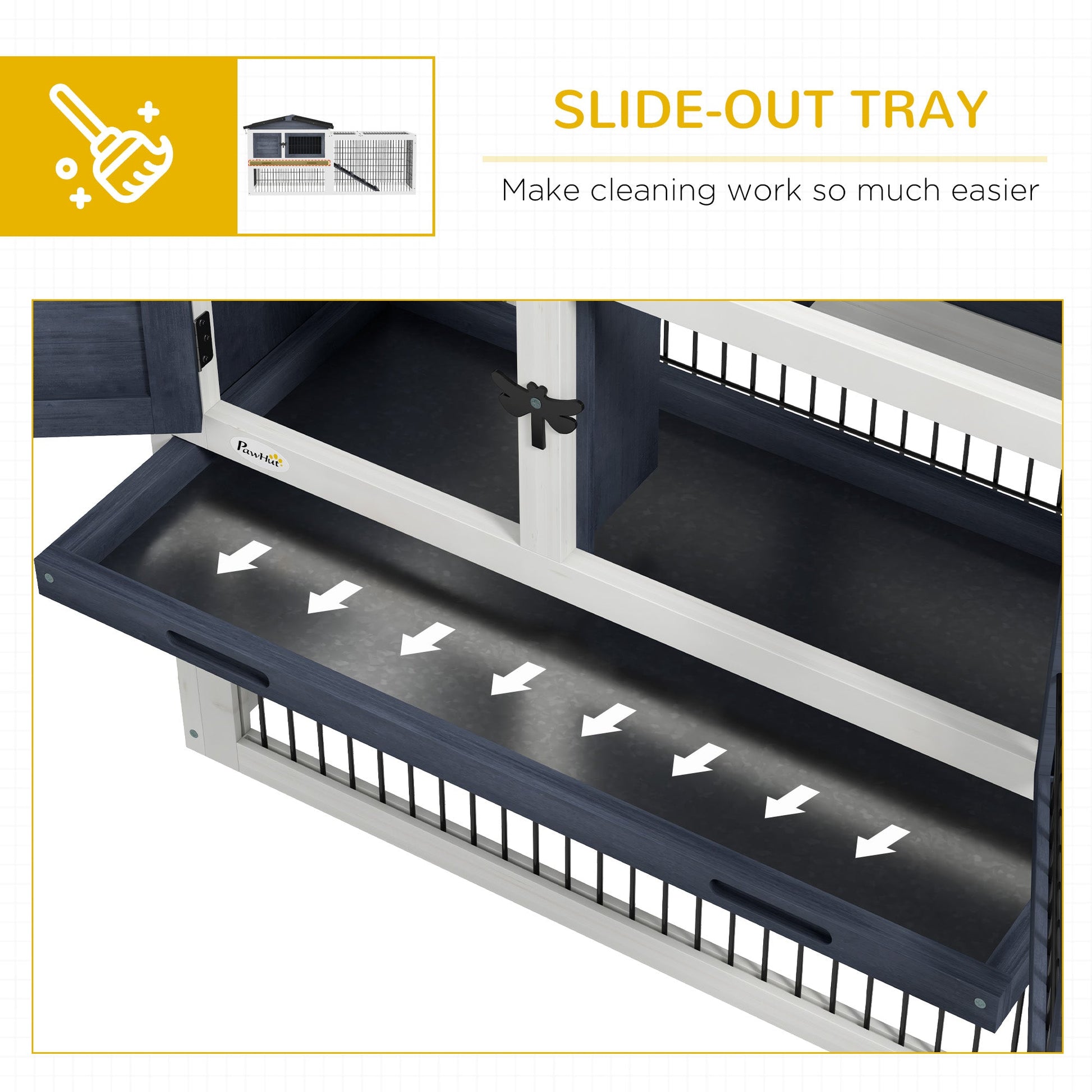 KFX-3073341 Two-Level Outdoor Rabbit Hutch with Openable Top - Dark Gray, Fir Wood Construction, Ideal for Small Animals