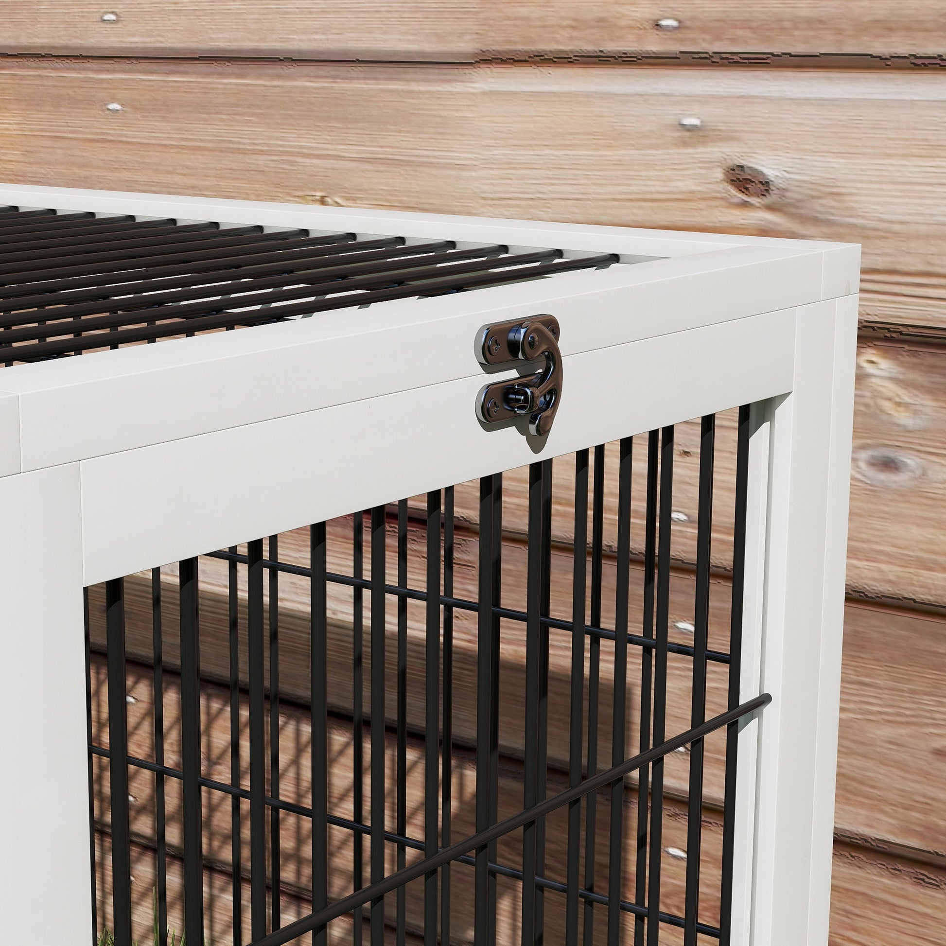 KFX-3073341 Two-Level Outdoor Rabbit Hutch with Openable Top - Dark Gray, Fir Wood Construction, Ideal for Small Animals