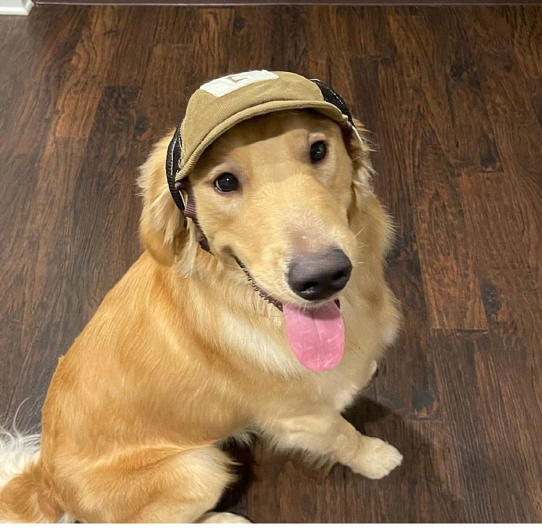 KFX-3074493 Breathable Corduroy Dog Hat with Sunscreen Protection - Brown