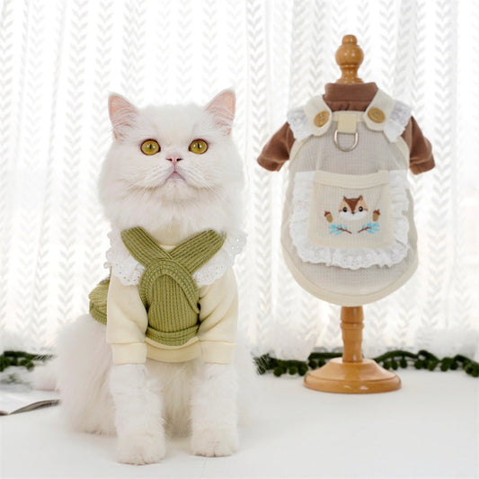 KFX-3075261 Cartoon Pet Vest for Dogs and Cats - Squirrel Waffle in White & Green, Casual Style, Acrylic Material
