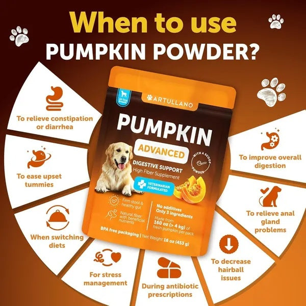KFX-3075517 Pumpkin Powder for Dogs - Digestive Support Supplement for Healthy Stool and Skin - 16 OZ
