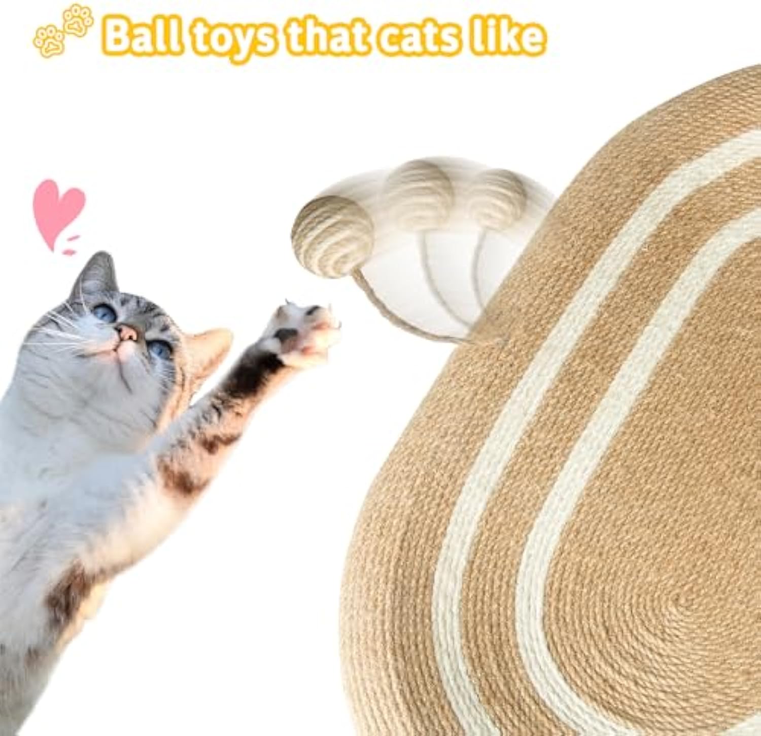 KFX-3076925 3-in-1 Sisal Cat Scratcher Bed with Non-Slip Base for Indoor Cats, Supports Healthy Scratching and Rest