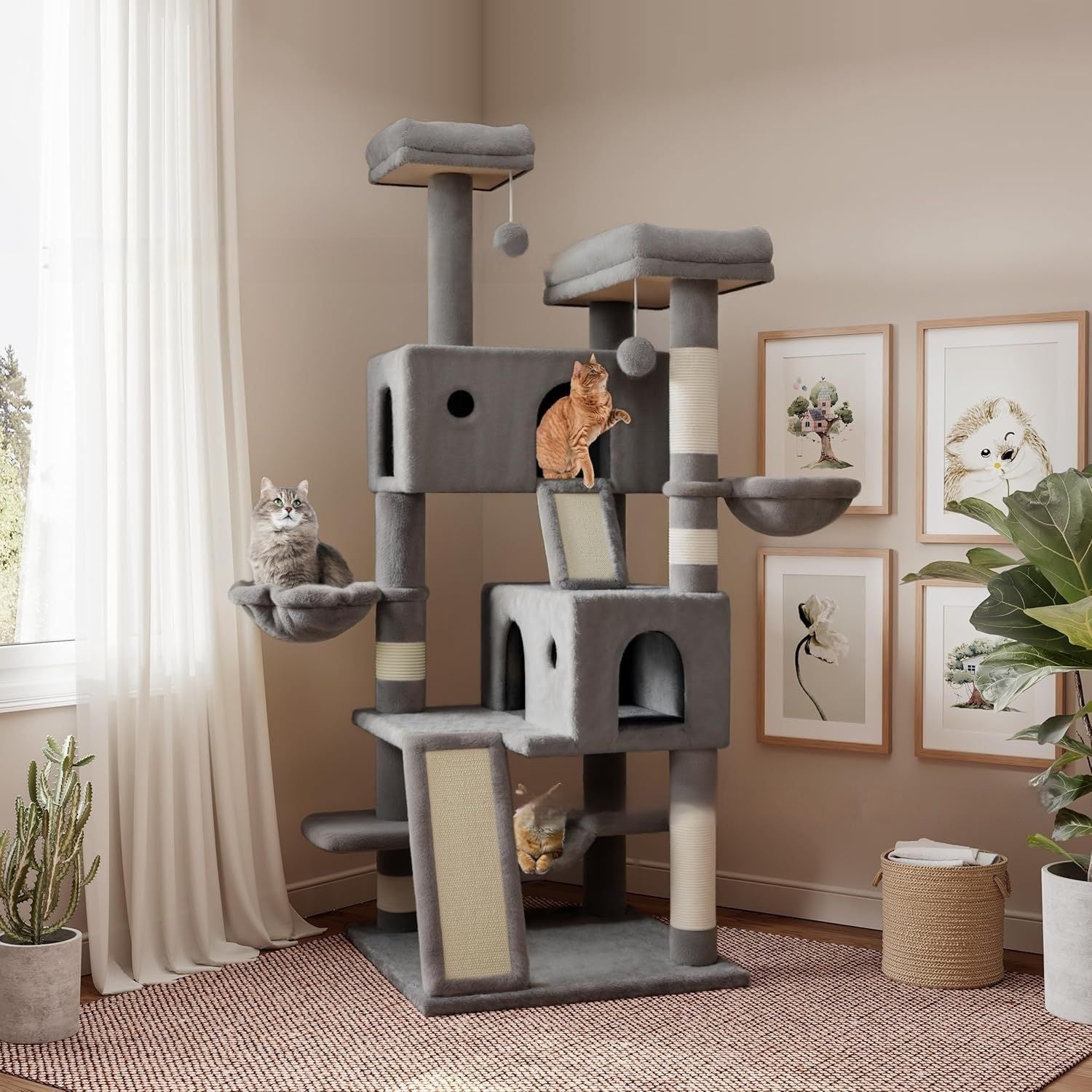 KFX-3078717 Cat Climbing Frame in Cute Style for High-Rise Spaces - Density Plate Construction