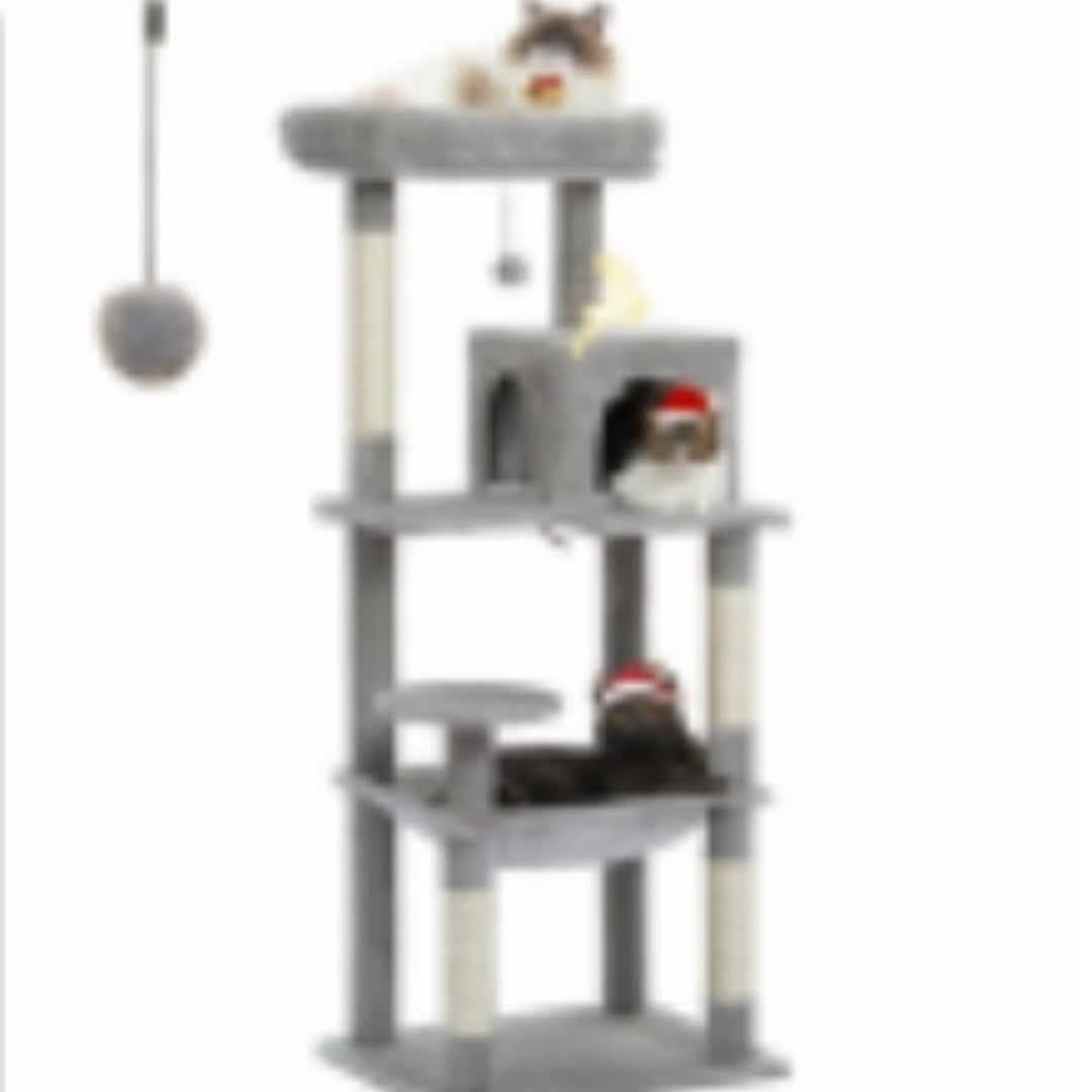 KFX-3078717 Cat Climbing Frame in Cute Style for High-Rise Spaces - Density Plate Construction