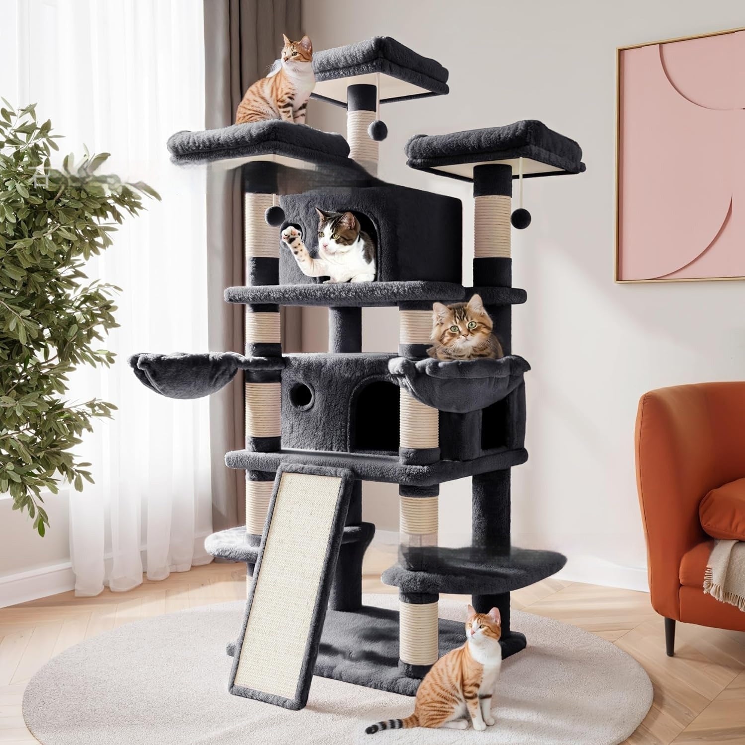 KFX-3078717 Cat Climbing Frame in Cute Style for High-Rise Spaces - Density Plate Construction
