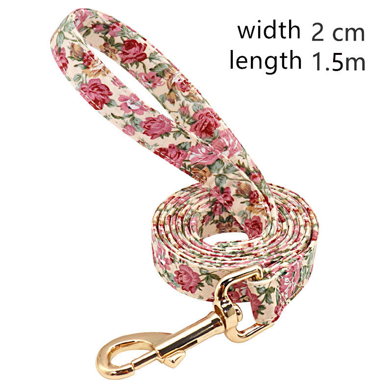 KFX-3079229 Nylon Dog Leash with Floral Design - 1.5m Length, 2cm Width, Soft and Durable