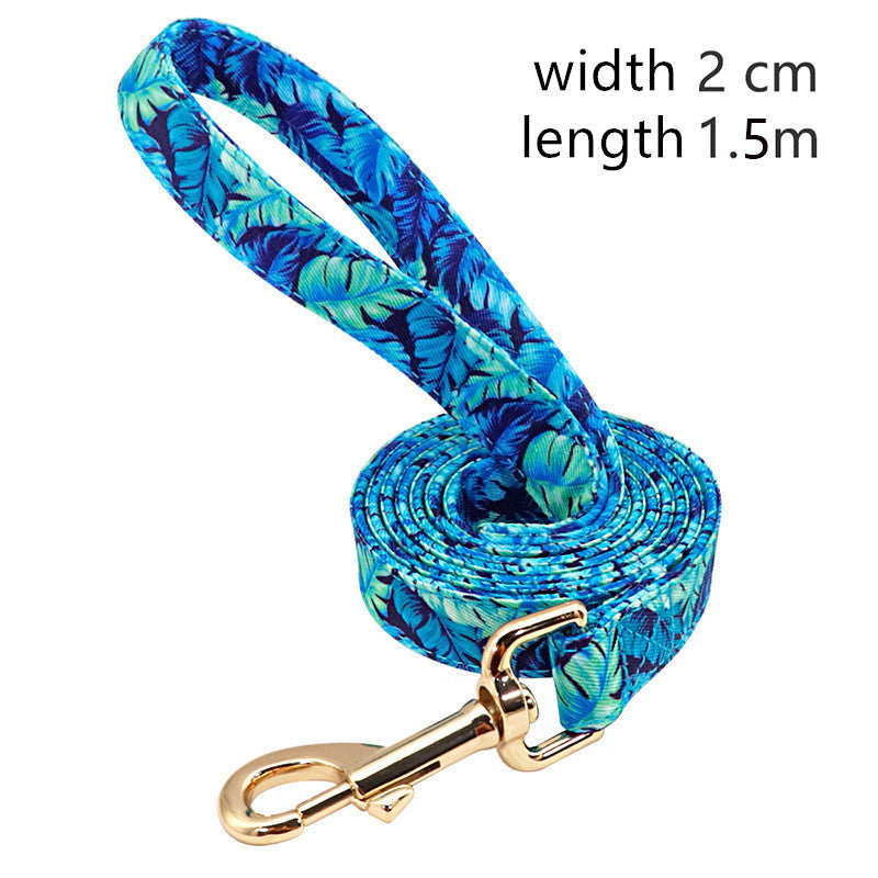 KFX-3079229 Nylon Dog Leash with Floral Design - 1.5m Length, 2cm Width, Soft and Durable