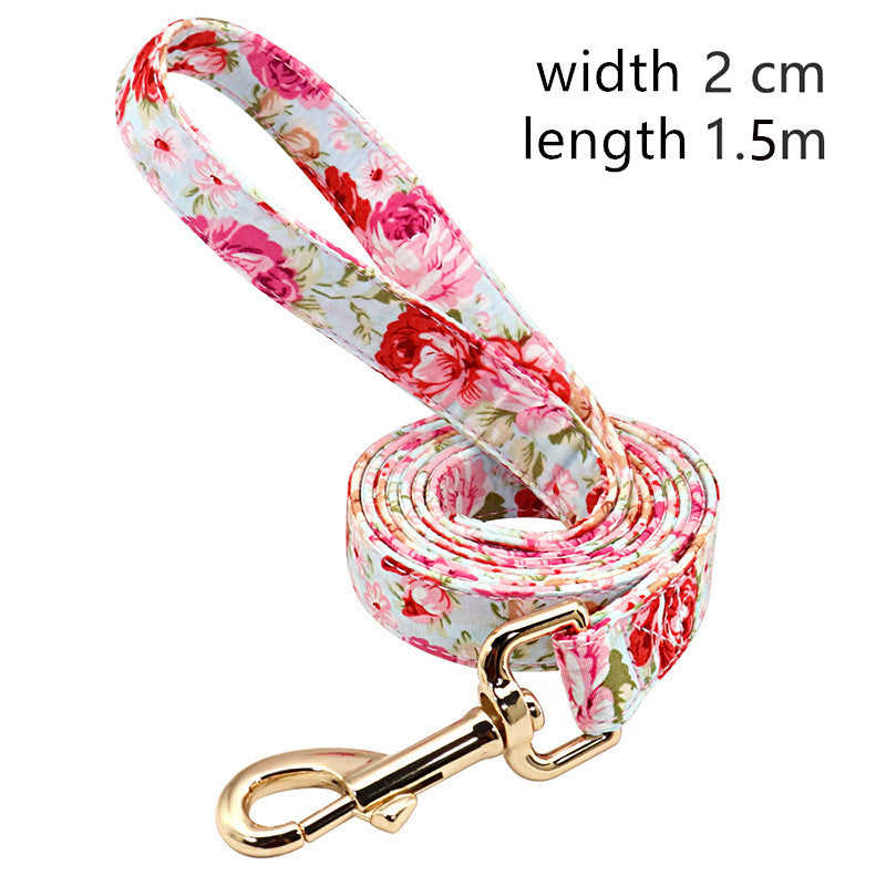 KFX-3079229 Nylon Dog Leash with Floral Design - 1.5m Length, 2cm Width, Soft and Durable