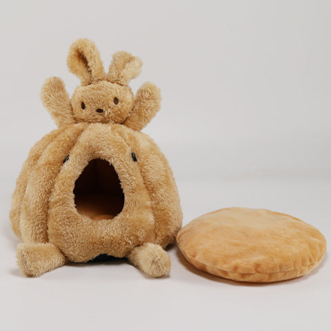 KFX-3079485 Cozy Arctic Velvet Pumpkin Nest for Small Animals - Hamsters, Hedgehogs, Ferrets, and More