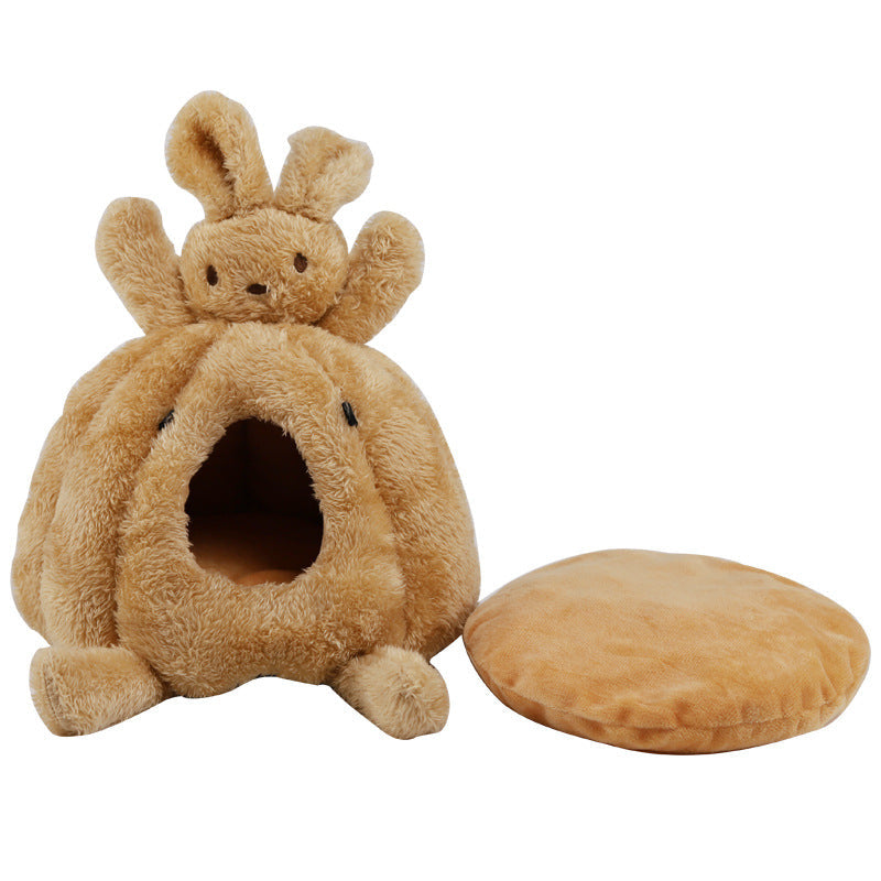 KFX-3079485 Cozy Arctic Velvet Pumpkin Nest for Small Animals - Hamsters, Hedgehogs, Ferrets, and More