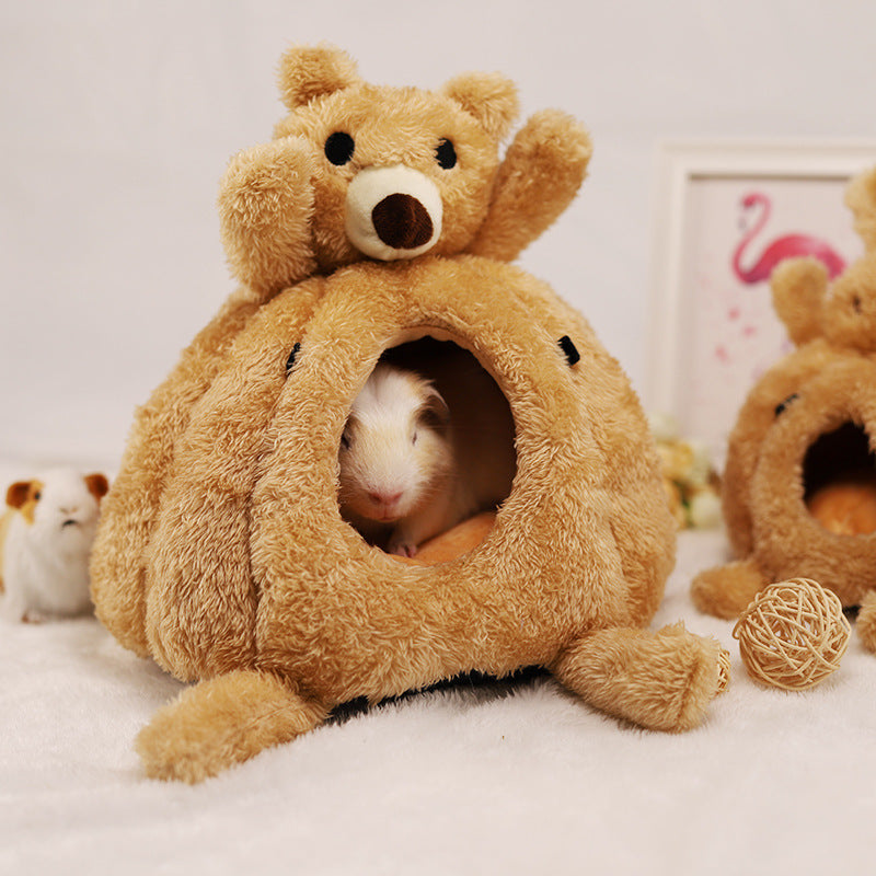 KFX-3079485 Cozy Arctic Velvet Pumpkin Nest for Small Animals - Hamsters, Hedgehogs, Ferrets, and More