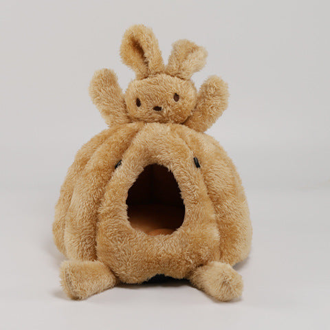KFX-3079485 Cozy Arctic Velvet Pumpkin Nest for Small Animals - Hamsters, Hedgehogs, Ferrets, and More
