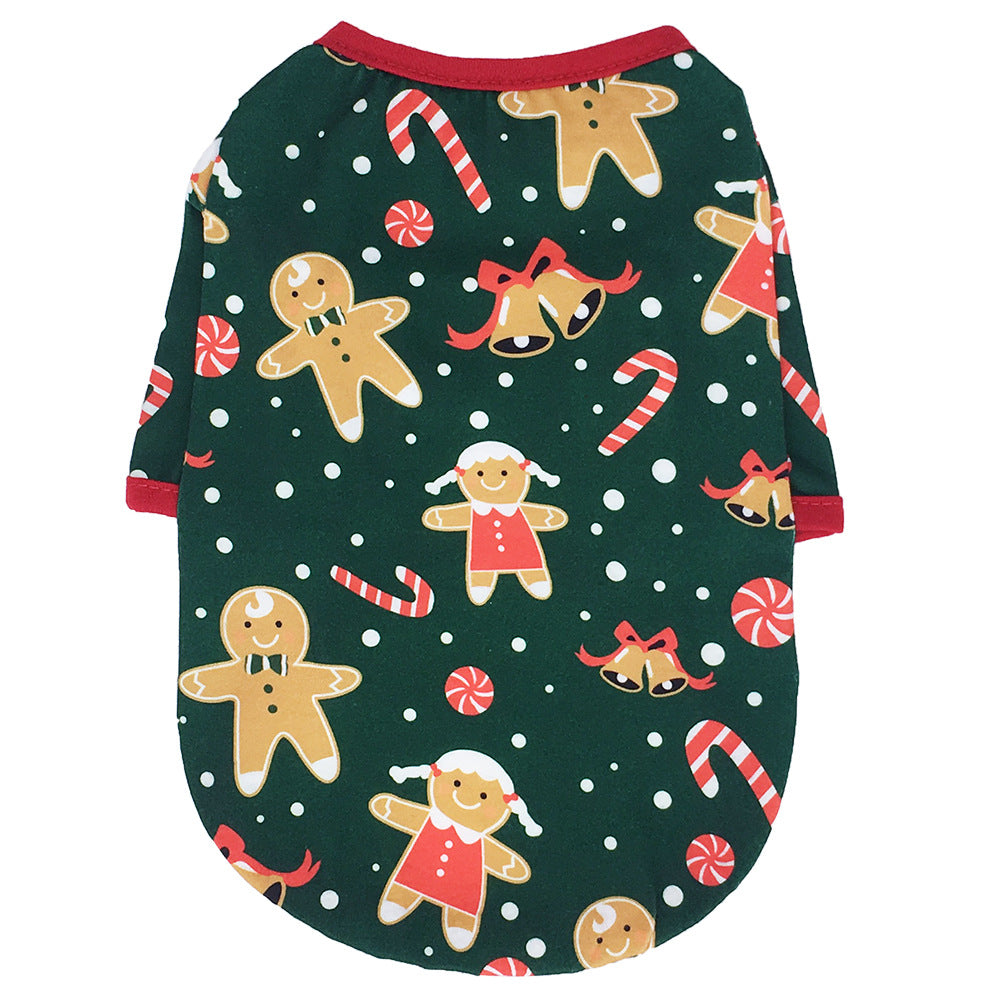 KFX-3079613 Festive Cotton Pet Clothes for Christmas - Snowman, Elf, Gingerbread Man, Santa Designs