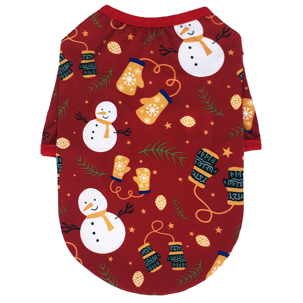 KFX-3079613 Festive Cotton Pet Clothes for Christmas - Snowman, Elf, Gingerbread Man, Santa Designs