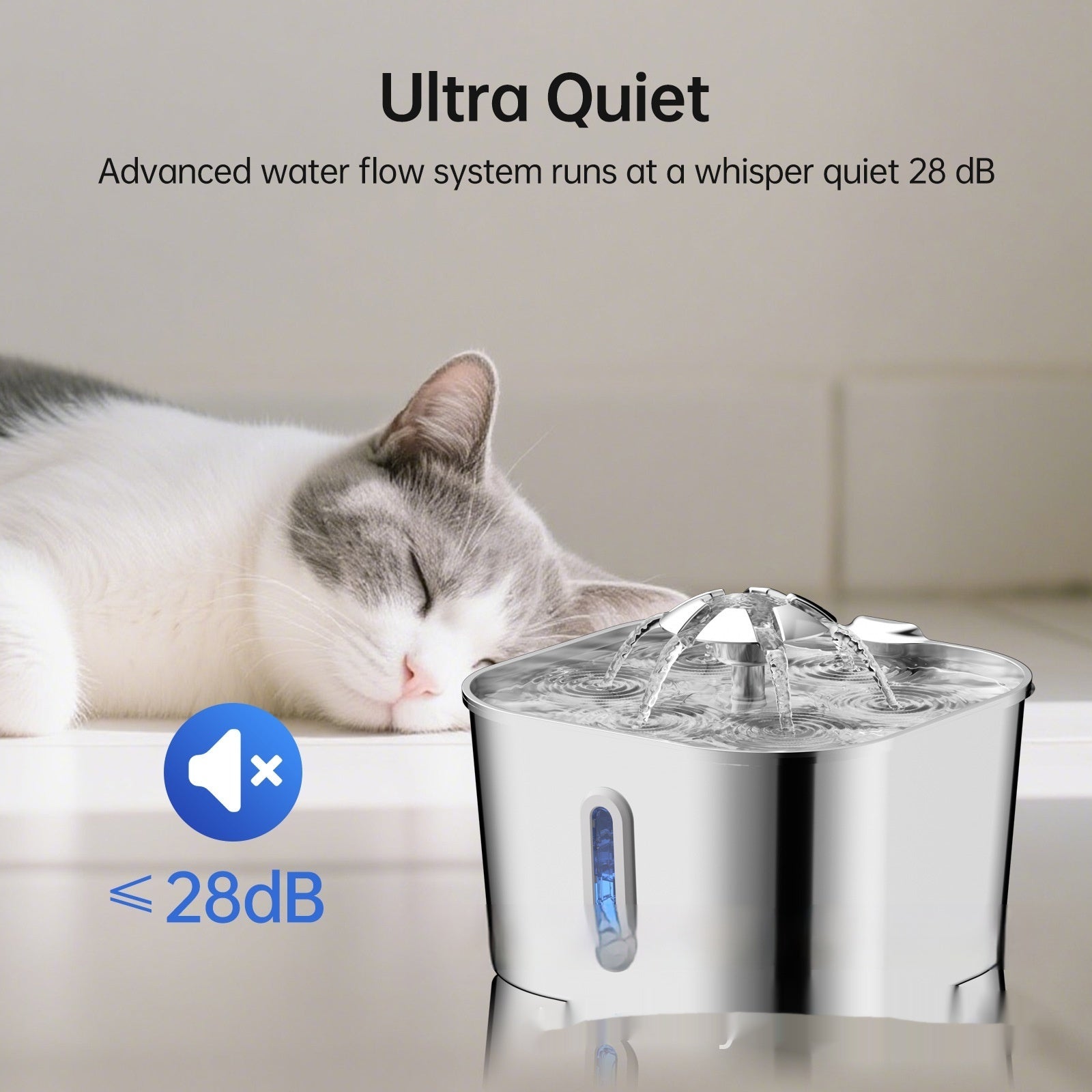 KFX-3081277 Stainless Steel 2.2L Pet Water Fountain for Dogs and Cats with Flower Head Design