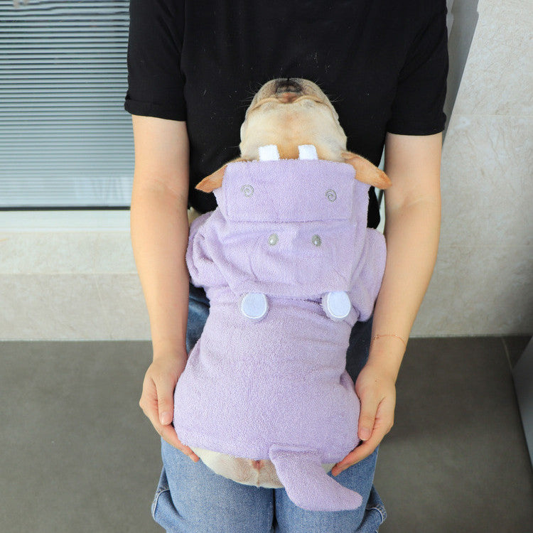 KFX-3082045 Quick Drying Absorbent Cotton Pet Bathrobe for Dogs Under 20kg in Purple, Green, and Pink