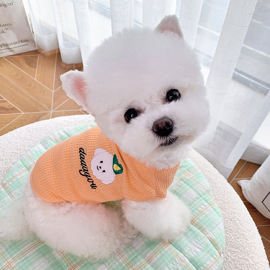 KFX-3083581 Lightweight Cotton Dog Vest for Spring and Summer - Sleeveless Pet Clothing in Orange, Yellow, and Purple