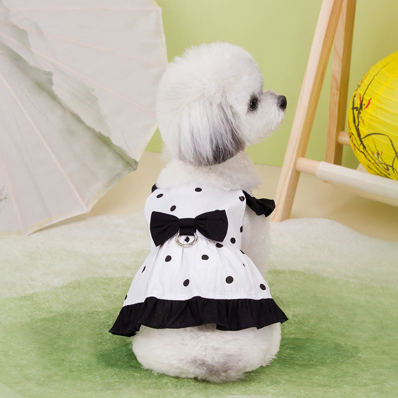 KFX-3085757 Stylish Polka Dot Skirt for Pets in Red and Black - XS to XL Sizes Available