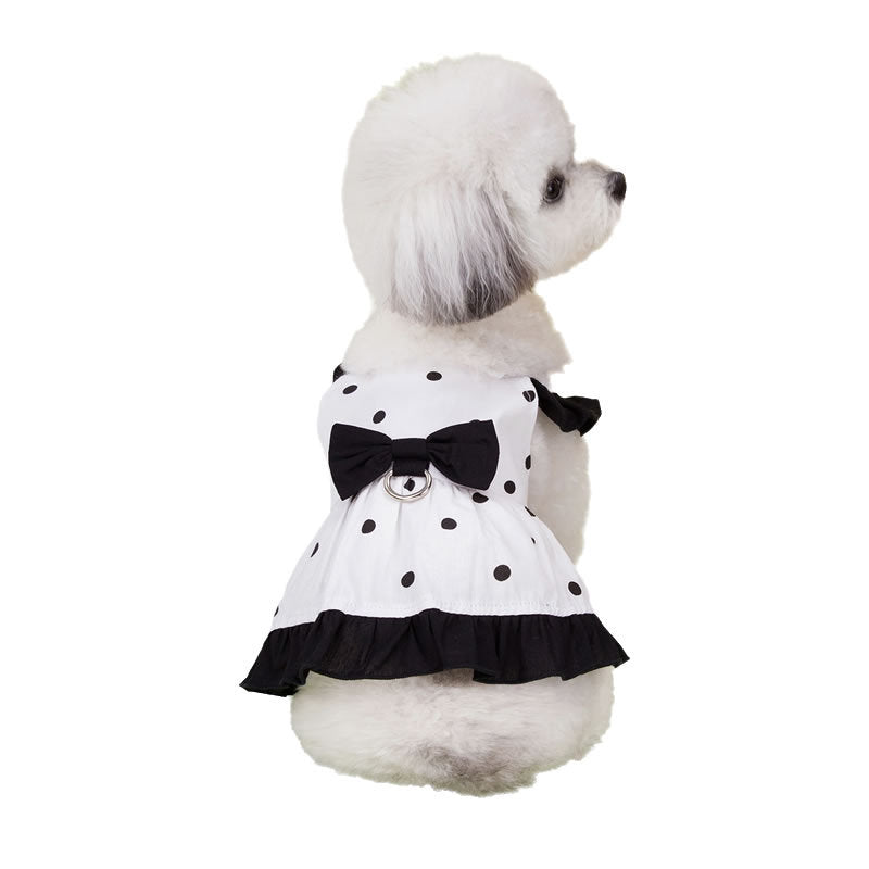 KFX-3085757 Stylish Polka Dot Skirt for Pets in Red and Black - XS to XL Sizes Available