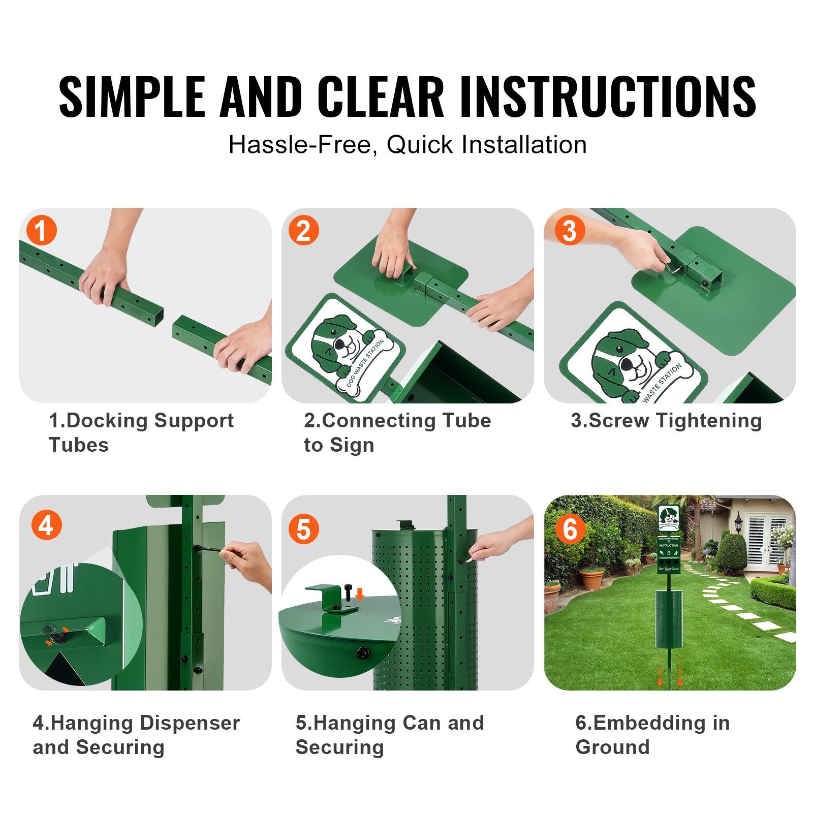 KFX-3086653 Outdoor Dog Waste Station with 11.5-Gallon Trash Can and 600 Bags Included