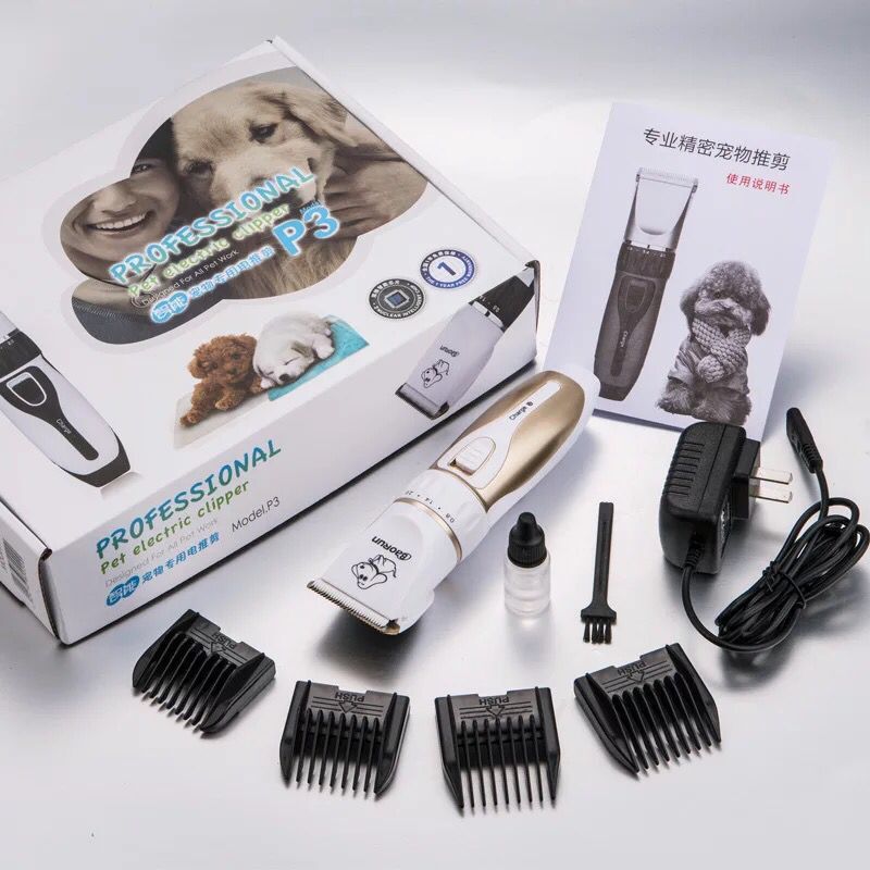 KFX-3086781 Pet Hair Trimming Machine with Charging Cable, Limit Combs, Lubricating Oil and Cleaning Brush - Platinum