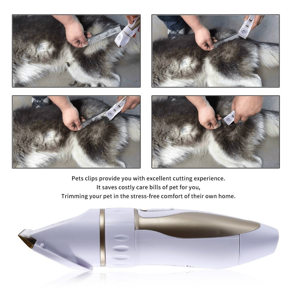 KFX-3086781 Pet Hair Trimming Machine with Charging Cable, Limit Combs, Lubricating Oil and Cleaning Brush - Platinum