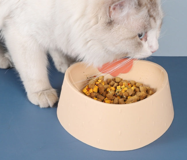 KFX-3087165 Cartoon Strawberry Pet Bowl - Plastic Dog Bowl in Yellow, Gray, Green, 19x18x7cm