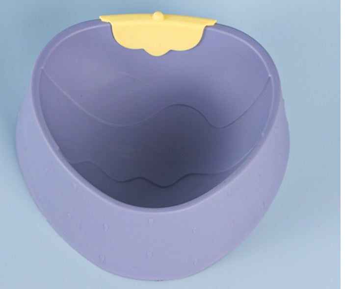 KFX-3087165 Cartoon Strawberry Pet Bowl - Plastic Dog Bowl in Yellow, Gray, Green, 19x18x7cm