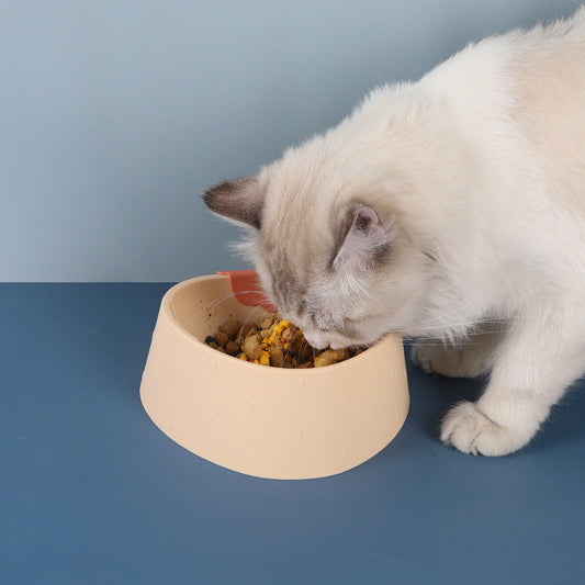 KFX-3087165 Cartoon Strawberry Pet Bowl - Plastic Dog Bowl in Yellow, Gray, Green, 19x18x7cm