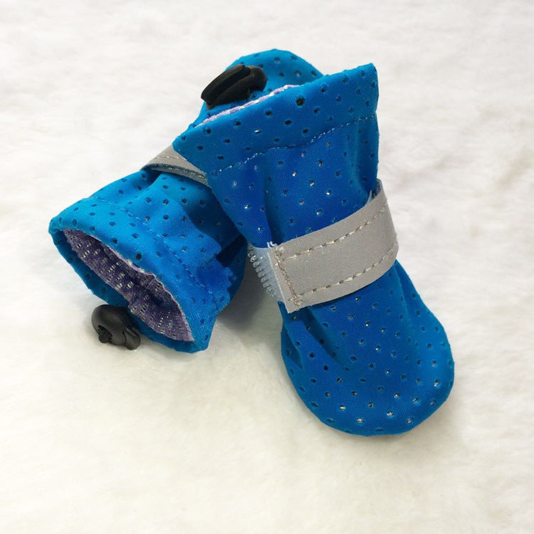 KFX-3087805 Breathable Non-Slip Dog Shoes for Outdoor Comfort - Set of 4, Available in Fluorescent Powder, Lake Blue, Fluorescent Green
