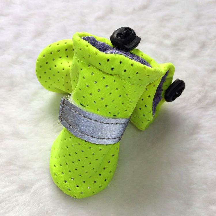 KFX-3087805 Breathable Non-Slip Dog Shoes for Outdoor Comfort - Set of 4, Available in Fluorescent Powder, Lake Blue, Fluorescent Green
