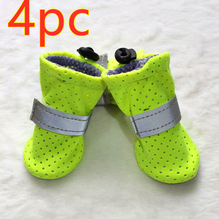 KFX-3087805 Breathable Non-Slip Dog Shoes for Outdoor Comfort - Set of 4, Available in Fluorescent Powder, Lake Blue, Fluorescent Green