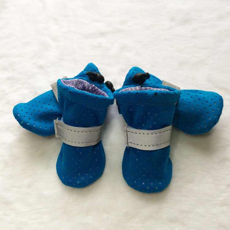 KFX-3087805 Breathable Non-Slip Dog Shoes for Outdoor Comfort - Set of 4, Available in Fluorescent Powder, Lake Blue, Fluorescent Green