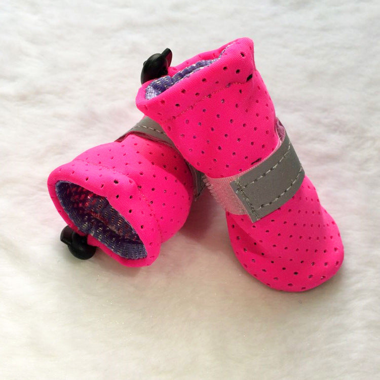 KFX-3087805 Breathable Non-Slip Dog Shoes for Outdoor Comfort - Set of 4, Available in Fluorescent Powder, Lake Blue, Fluorescent Green