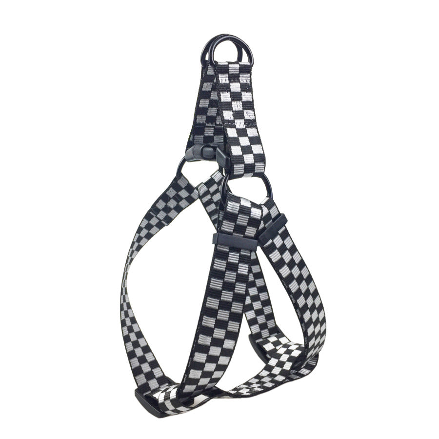 KFX-3090237 Plaid Chest and Back Dog Harness with 150cm Traction Leash