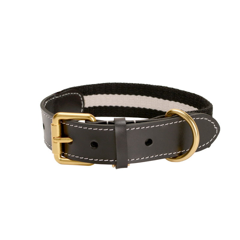 KFX-3090749 Woven Cowhide Dog Collar with Traction Rope for Medium to Large Dogs