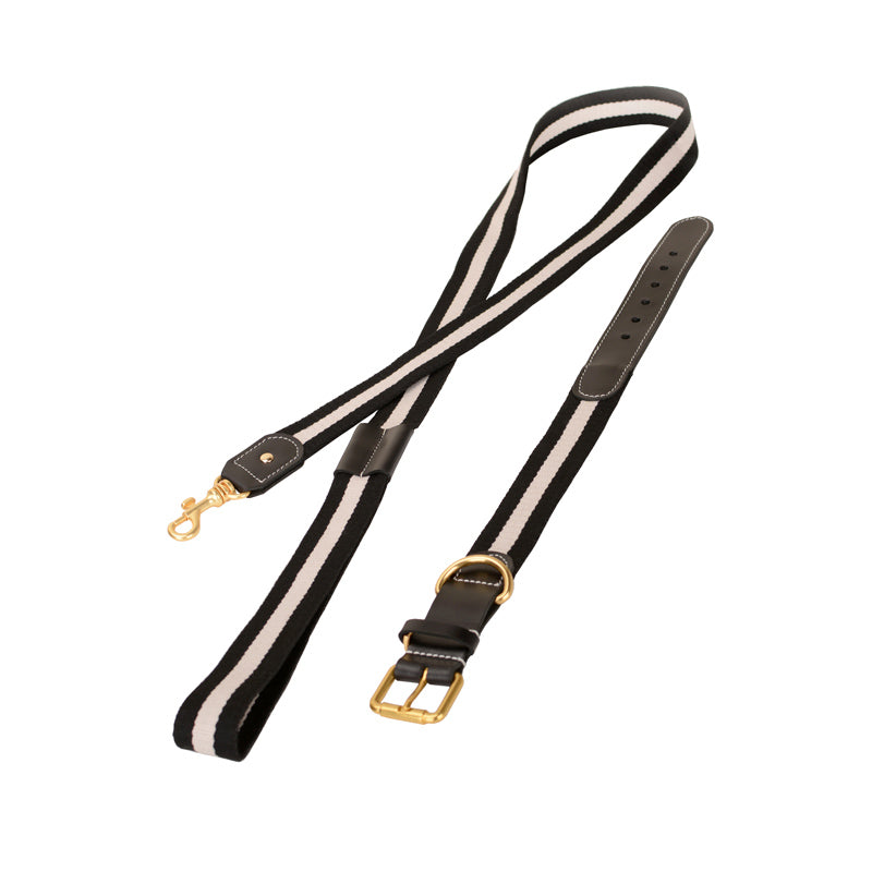 KFX-3090749 Woven Cowhide Dog Collar with Traction Rope for Medium to Large Dogs