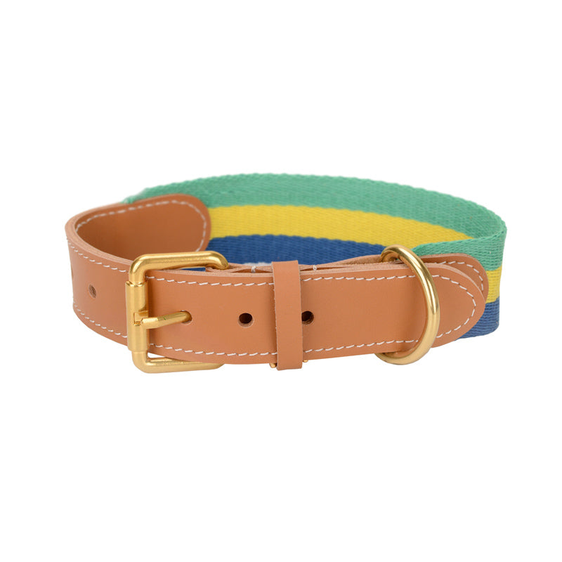 KFX-3090749 Woven Cowhide Dog Collar with Traction Rope for Medium to Large Dogs